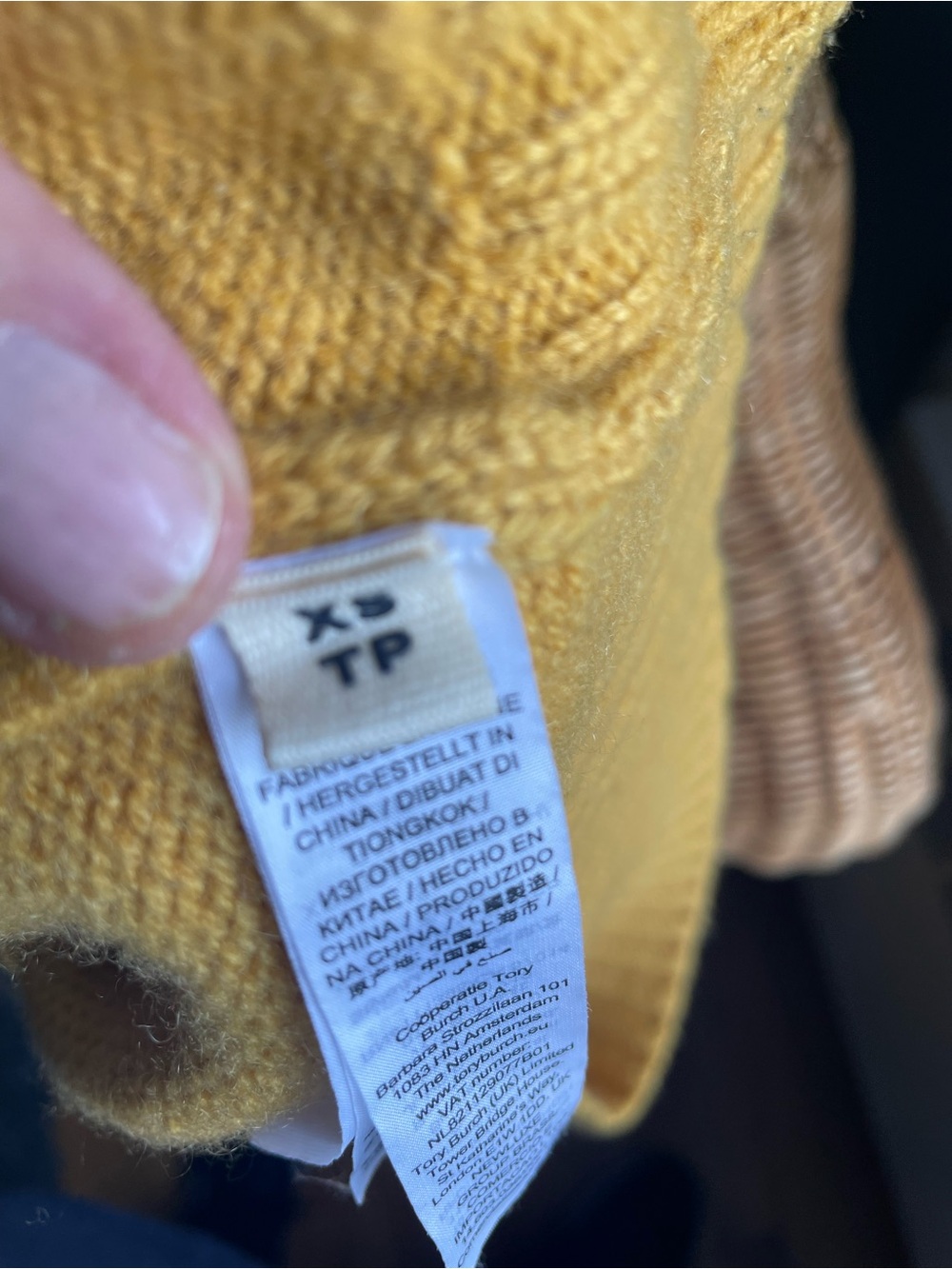 Tory Sport 100% Cashmere Crew Neck Sweater Mustard Yellow Logo Size XS - Picture 8 of 14
